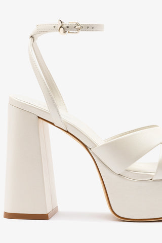 Dolly X Platform Sandal In Pearl Leather
