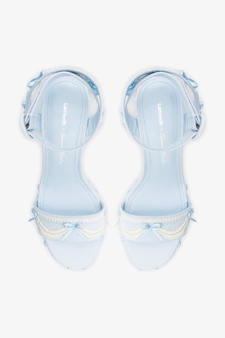 Blue Satin High Heel Platform Sandal Dolly Cake&Lace – Larroude