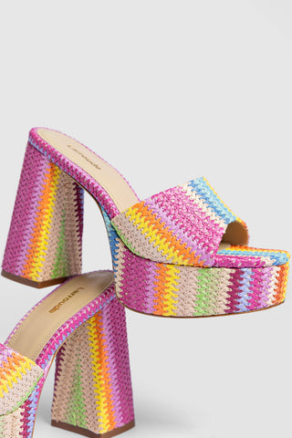 Dolly Mule Rainbow Raffia Mule Larroudé