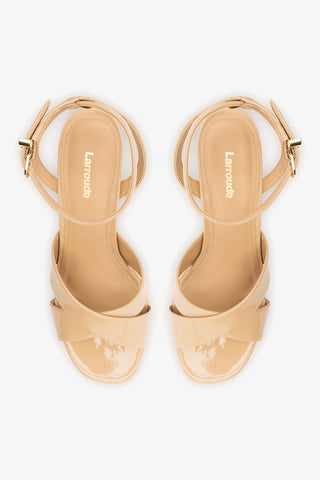 Dolly X Platform Sandal In Sand Patent Leather