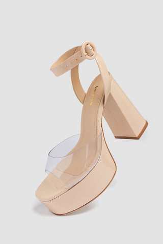Dolly Clear Sandal Sand Patent Leather Sandal Larroudé