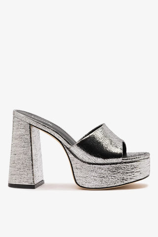 Dolly Platform Mule Silver Leather Mule Larroudé