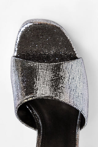 Dolly Platform Mule Silver Leather Mule Larroudé
