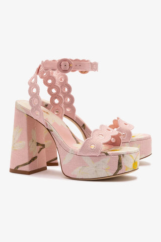 Dolly Broderie Sandal In Tulip Printed Raffia