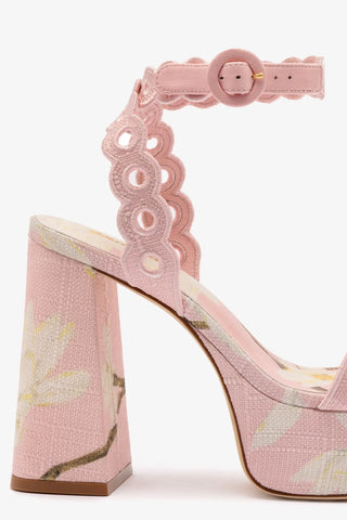 Dolly Broderie Sandal In Tulip Printed Raffia