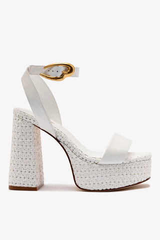 Dolly Verona Sandal In White Leather and White Raffia