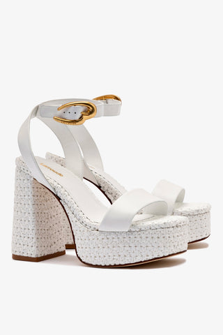 Dolly Verona Sandal In White Leather and White Raffia