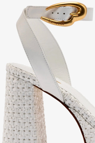 Dolly Verona Sandal In White Leather and White Raffia