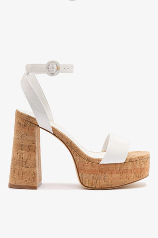 Dolly Sandal In White Patent Leather and Natural Cork
