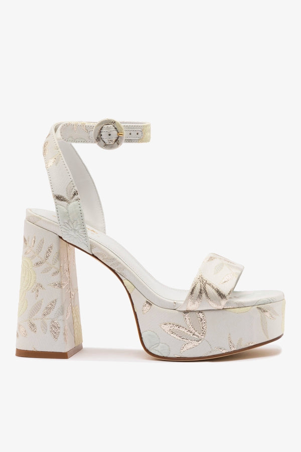 Larroudé x Markarian Dolly Sandal In Yvette Ivory Brocade – Larroude