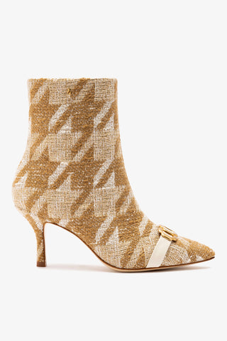 Mini Kate Boot In Latte Houndstooth Fabric