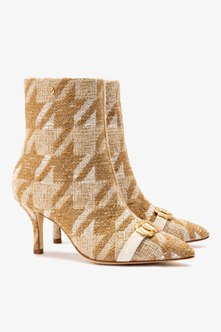 Mini Kate Boot In Latte Houndstooth Fabric