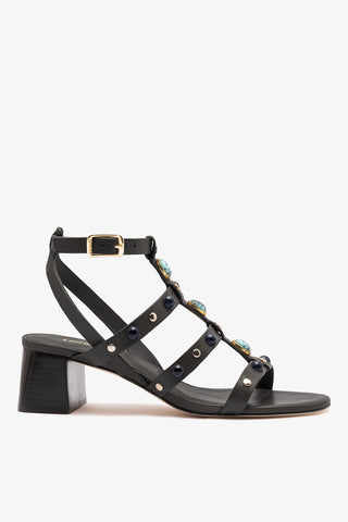 Amalfi Sandal Black Leather Sandal Larroudé