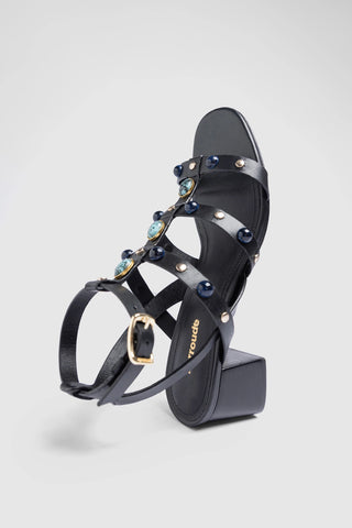 Amalfi Sandal Black Leather Sandal Larroudé