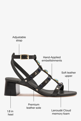Amalfi Sandal Black Leather Sandal Larroudé