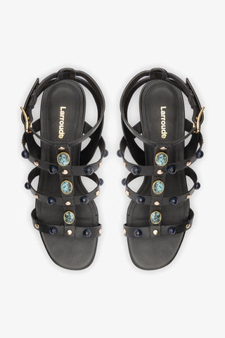 Amalfi Sandal Black Leather Sandal Larroudé