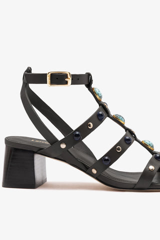 Amalfi Sandal Black Leather Sandal Larroudé