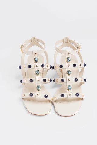 Amalfi Sandal Ivory Leather Sandal Larroudé