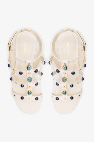 Amalfi Sandal Ivory Leather Sandal Larroudé
