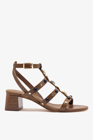 Amalfi Sandal Caramel Leather Sandal Larroudé