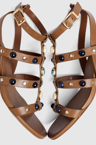 Amalfi Sandal Caramel Leather Sandal Larroudé