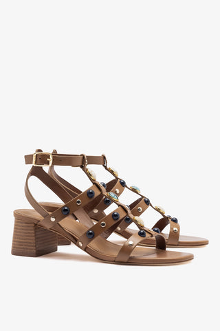 Amalfi Sandal Caramel Leather Sandal Larroudé