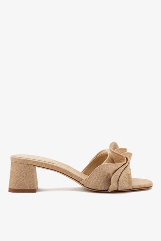 Brigitte Ruffle Mule In Beige Raffia Sandal Larroudé