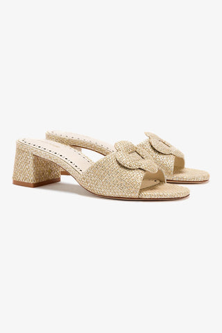 Flora Mule In Gold Metallic Raffia