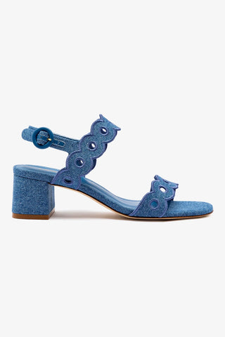 Florence Broderie Sandal In Blue Denim