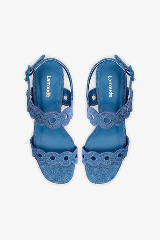 Florence Broderie Sandal In Blue Denim