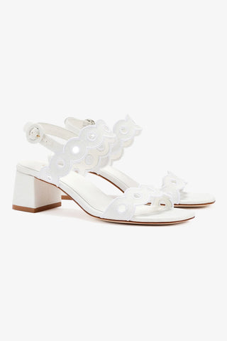 Florence Broderie Sandal In White Raffia