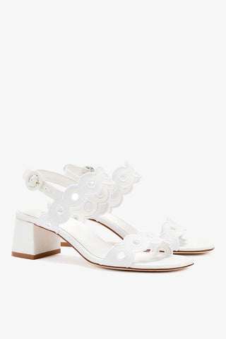 Florence Broderie Sandal In White Raffia Sandal Larroudé