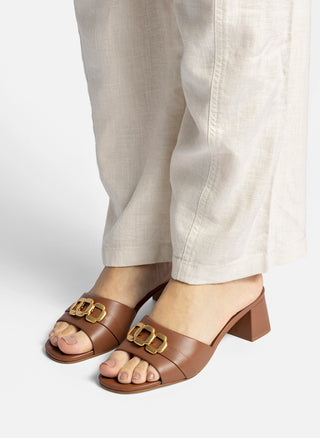 Franca Block Sandal In Caramel Leather