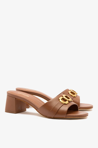 Franca Block Sandal In Caramel Leather