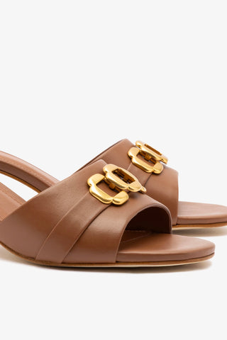 Franca Block Sandal In Caramel Leather
