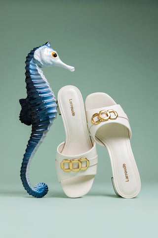 Franca Block Sandal In Ivory Leather Sandal Larroudé