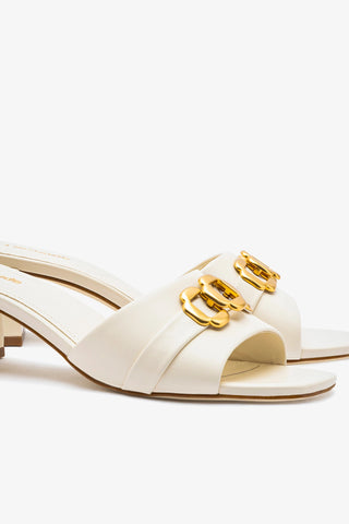 Franca Block Sandal In Ivory Leather