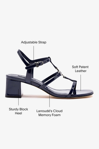 Hana Block In Navy Patent Leather