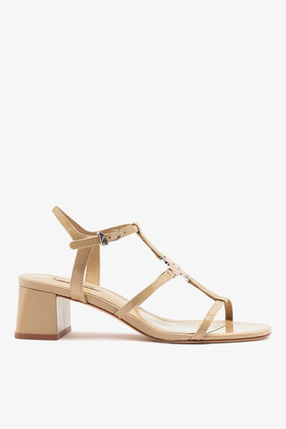 Hana Block Sandal Sand Patent Leather Sandal Larroudé