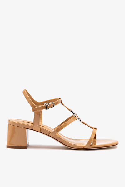 Hana Block In Tan Patent Leather - Sandals - Larroudé – Larroude