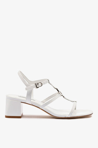 Hana Block In White Patent Leather Womens - Shoes - Sandals Larroudé