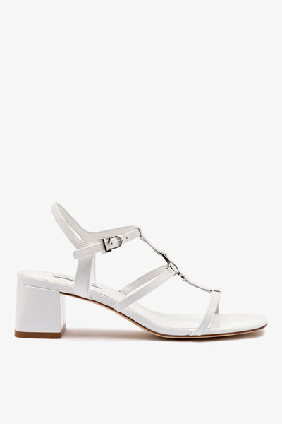 Hana Block In White Patent Leather - Sandals - Larroudé – Larroude
