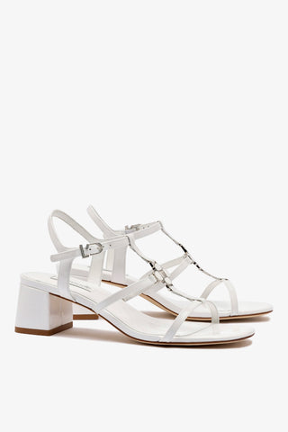 Hana Block In White Patent Leather Womens - Shoes - Sandals Larroudé
