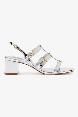 Harmony Block Sandal In Silver Specchio