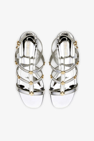 Harmony Block Sandal In Silver Specchio