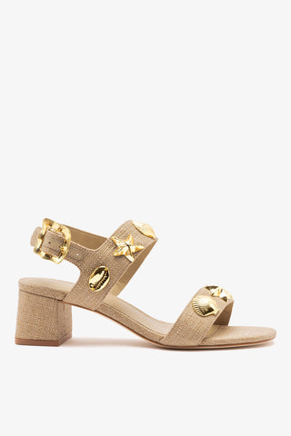Madison Block Sandal Beige Raffia Sandal Larroudé