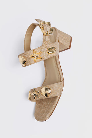 Madison Block Sandal Beige Raffia Sandal Larroudé