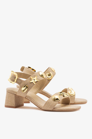 Madison Block Sandal Beige Raffia Sandal Larroudé