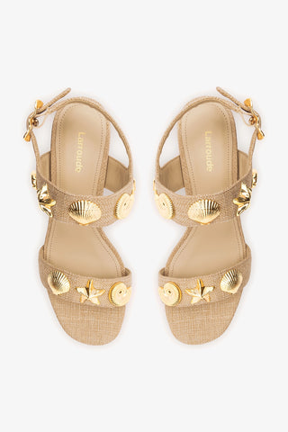 Madison Block Sandal Beige Raffia Sandal Larroudé