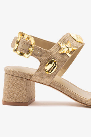 Madison Block Sandal Beige Raffia Sandal Larroudé